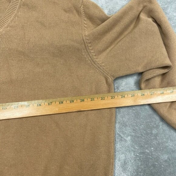 Brooks Brothers Mens Cotton V-Neck Sweater L Tan Lightweight Classic a0461 - Picture 4 of 6